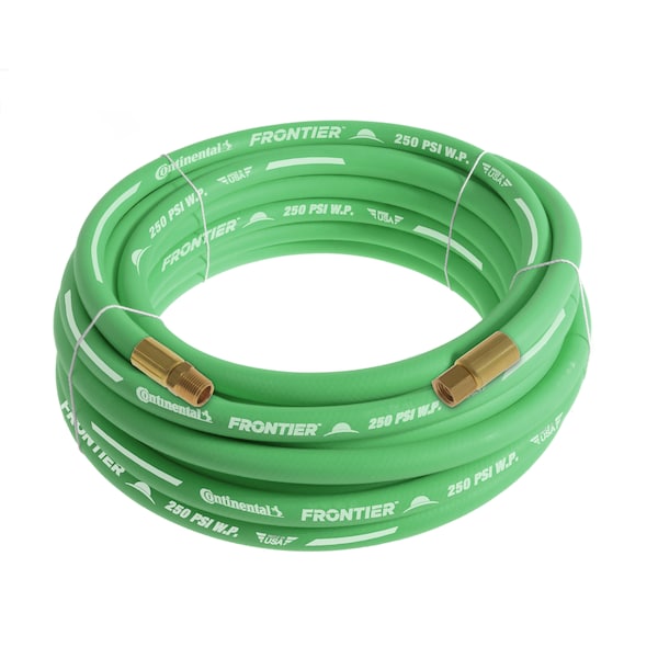 1/2" x 100' Green EPDM Rubber Air Hose, 300 PSI, 1/2" MNPT x FNPSM
